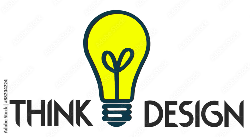 think design brainstorm, light bulb on white background think design brainstorm, light bulb on white background