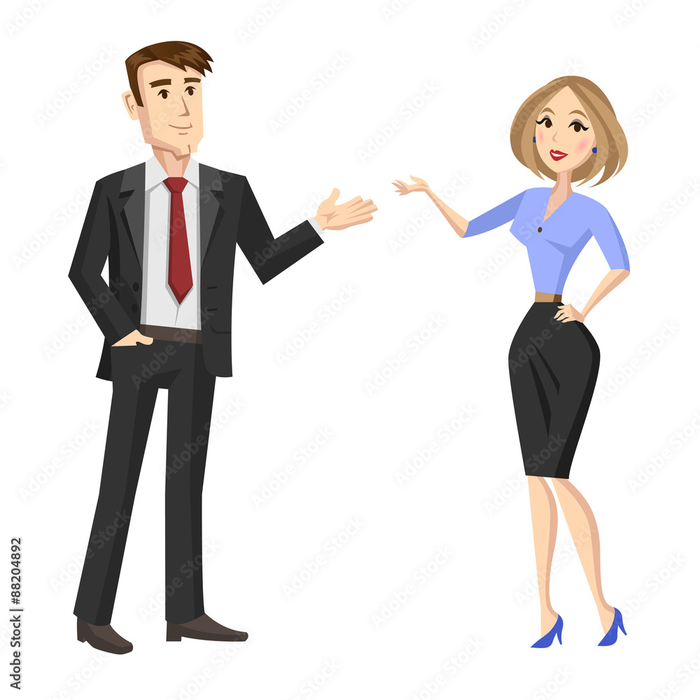 Cartoon illustration of younger business people. Vector. Cartoon illustration of younger business people. Vector.