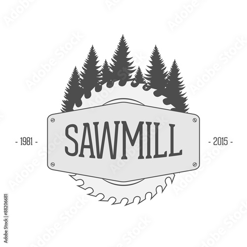 Vintage vector Label of Sawmill