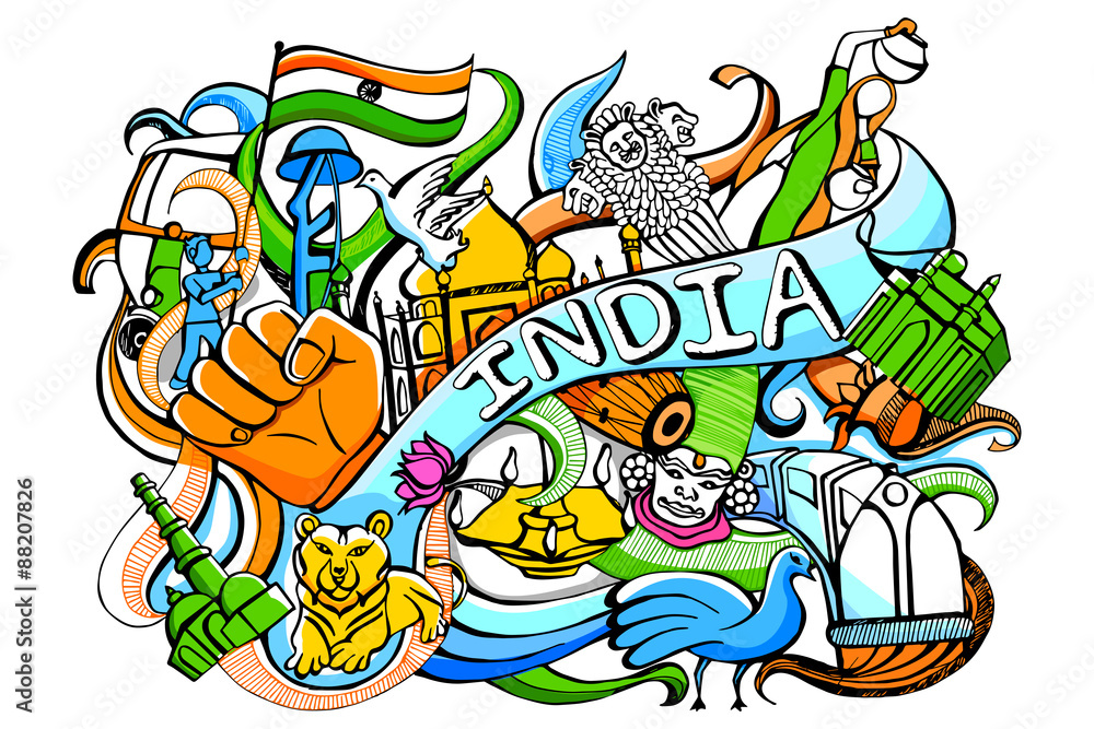 Doodle on India concept