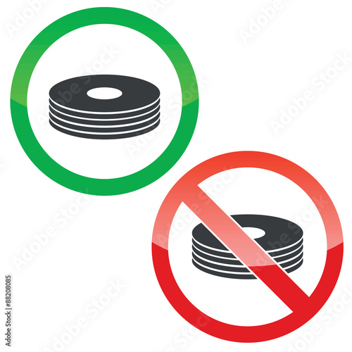 Disc permission signs set