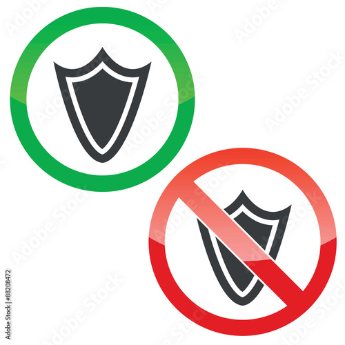 Shield permission signs set