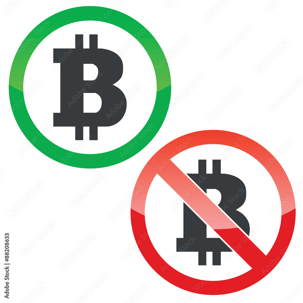 Obraz premium Bitcoin permission signs set