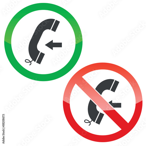 Incoming call permission signs set