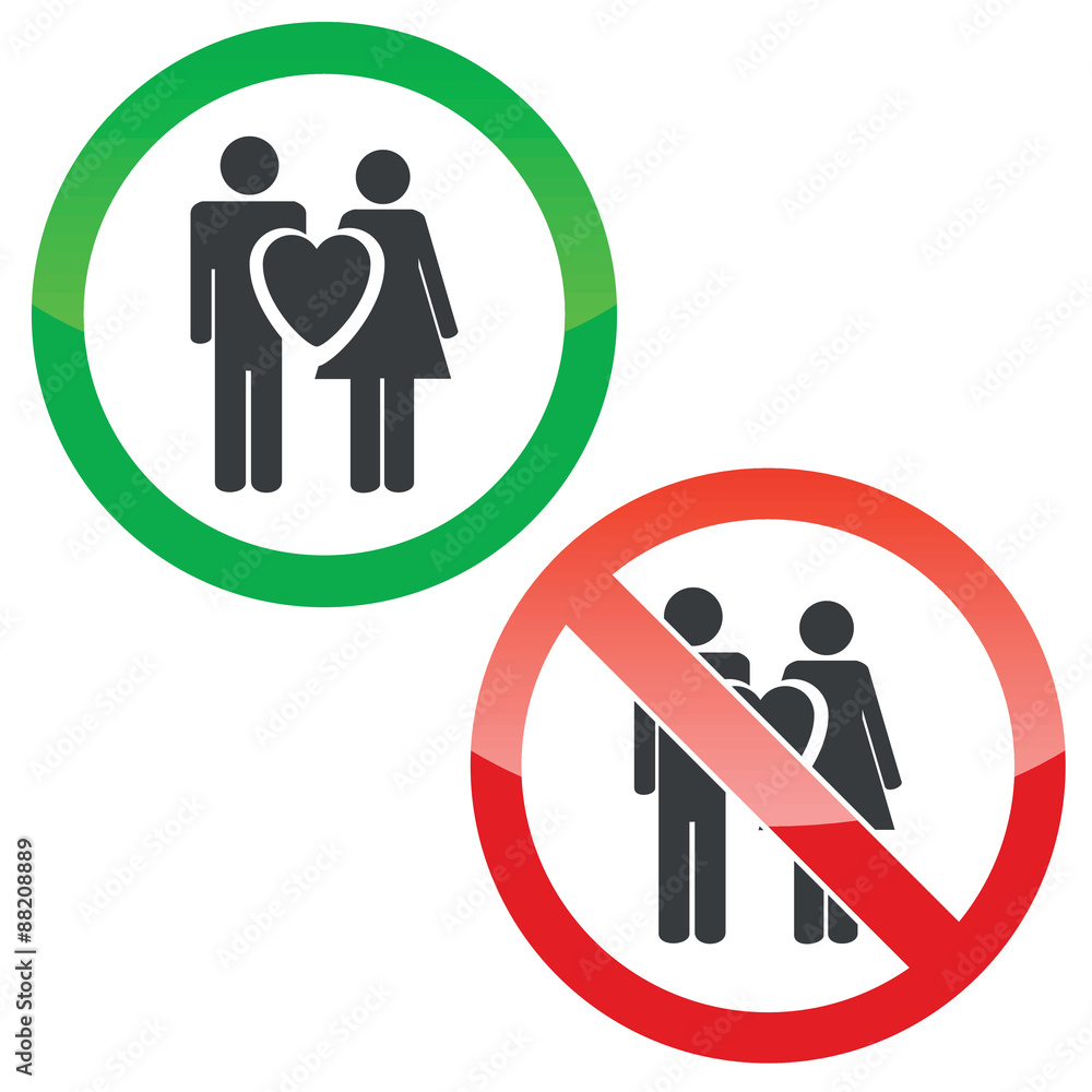 Love couple permission signs set Love couple permission signs set