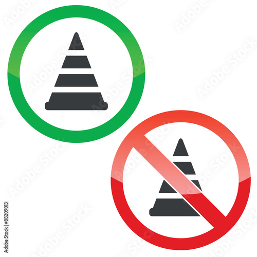Traffic cone permission signs set