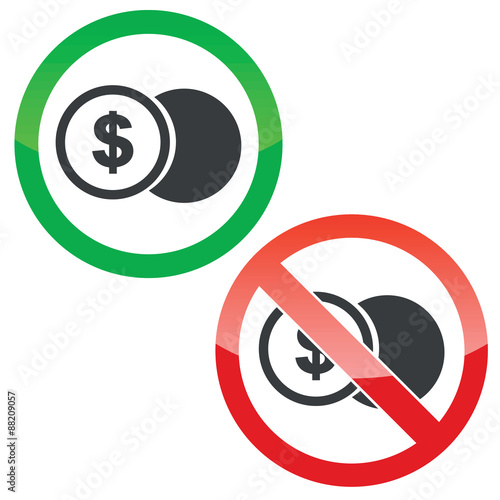 Free Download Dollar coin permission signs set - GFXLoad