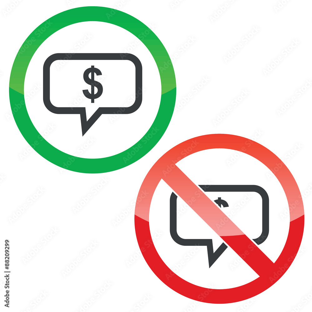 Dollar message permission signs set Dollar message permission signs set