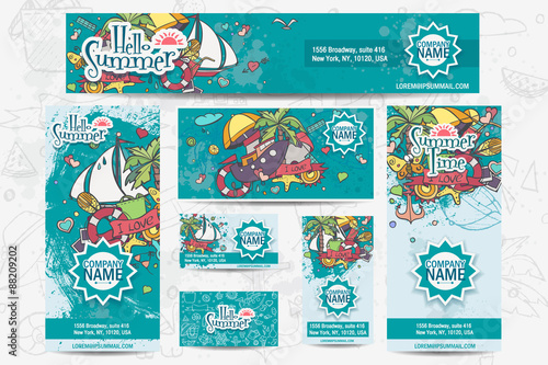 Large set of vector corporate templates on a summer theme