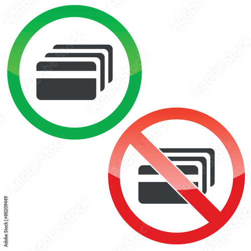 Credit card permission signs set