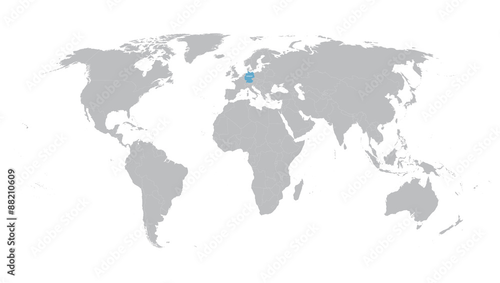 Naklejka premium mapa świata ze wskazaniem Niemiec