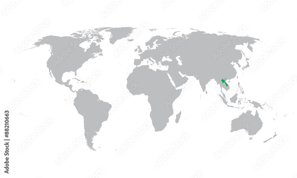 vector map of the world with indication of Laos
