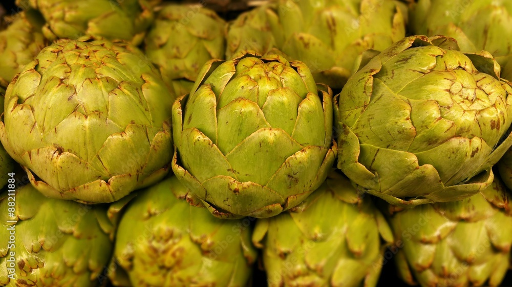Artichokes at a produce stand Artichokes at a produce stand