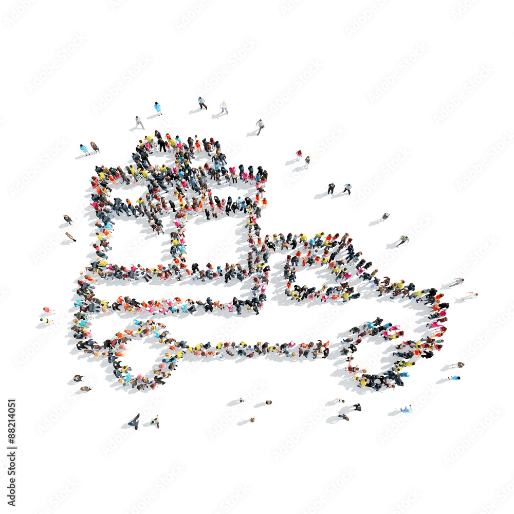 people in the shape of machine with a gift