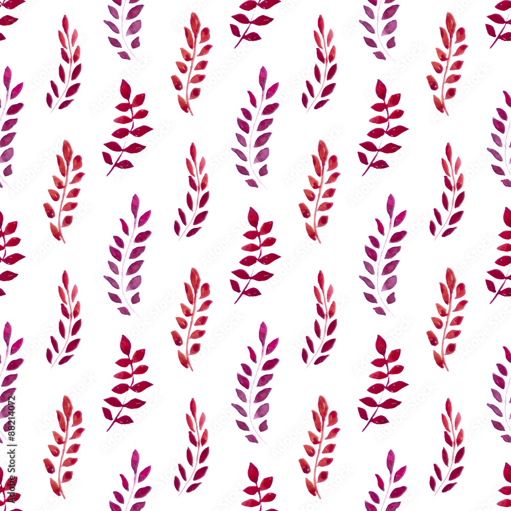 Seamless pattern with watercolor red leaves Seamless pattern with watercolor red leaves