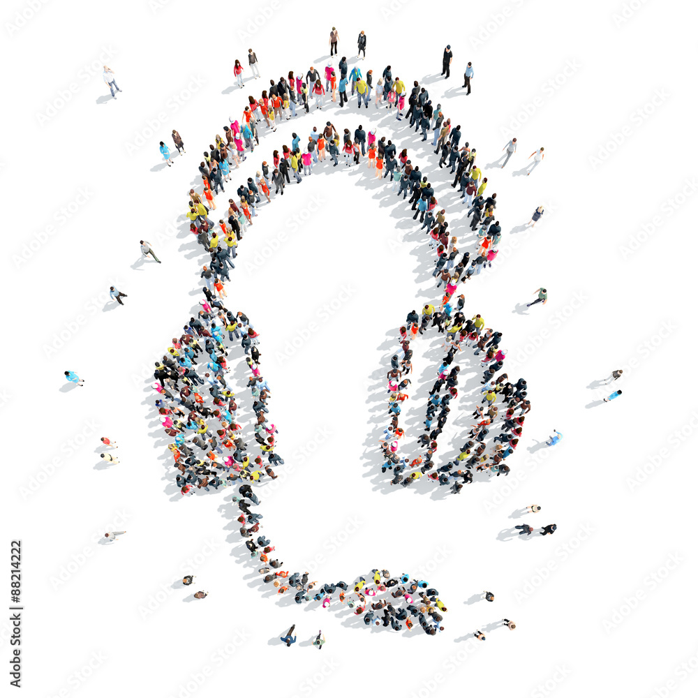 people in the shape of headphones. people in the shape of headphones.