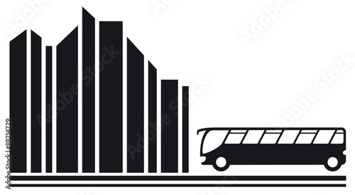 bus in city black silhouette