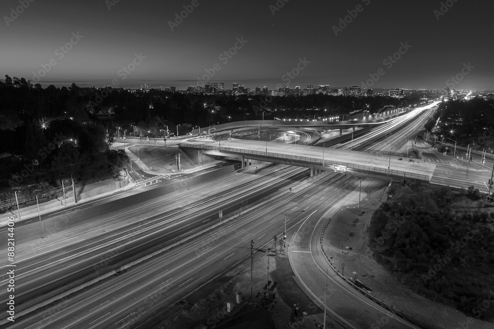 San Diego 405 Freeway Los Angeles Black and White Stock Photo | Adobe Stock