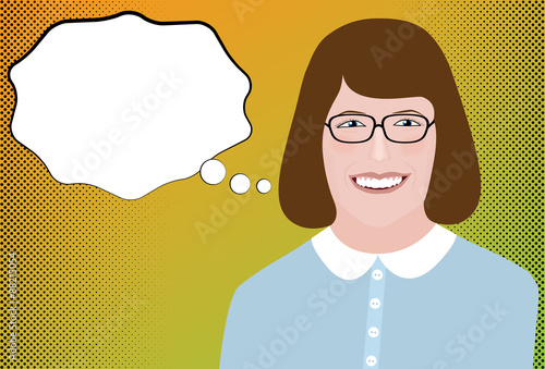 Halftone Business Woman Comic