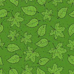 Seamless leaves grunge pattern