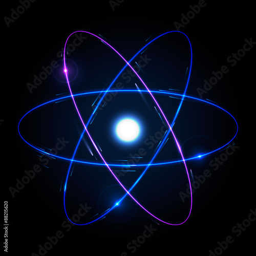 Shining atom scheme. Vector illustration.