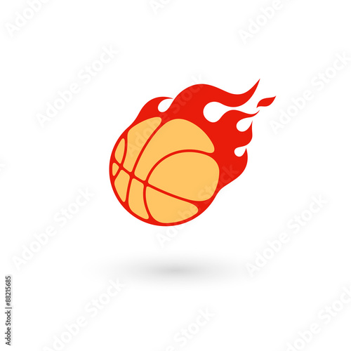 Fire basketball ball. Isolated on white background. Vector illustration.