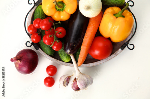 collection fruits and vegetables isolated on a white background