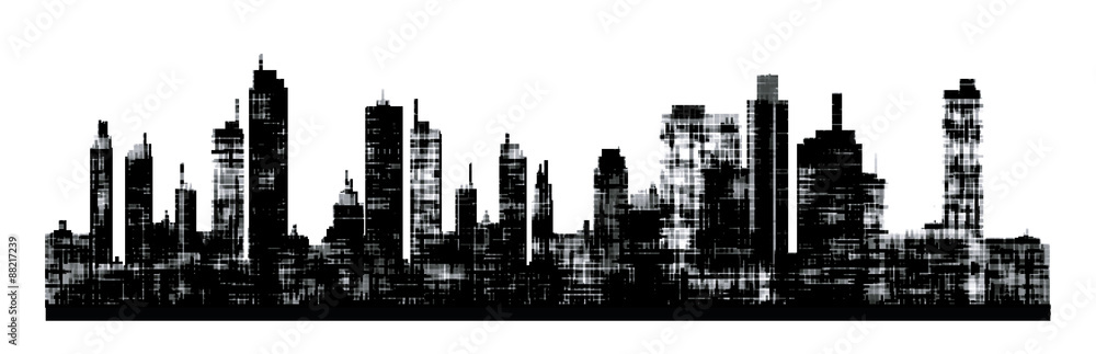 Panorama picture of city skyline - obrazy, fototapety, plakaty 