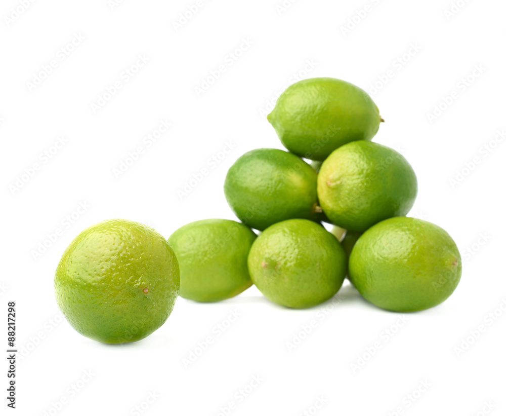 Pile of multiple ripe limes, composition isolated over the white Pile of multiple ripe limes, composition isolated over the white