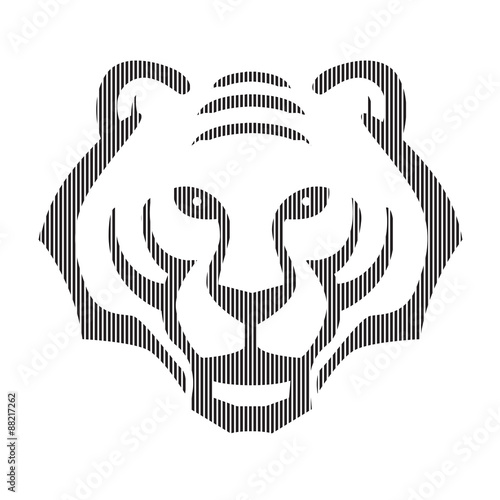 Fototapeta Naklejka Na Ścianę i Meble -  Tiger face in line art of vertical