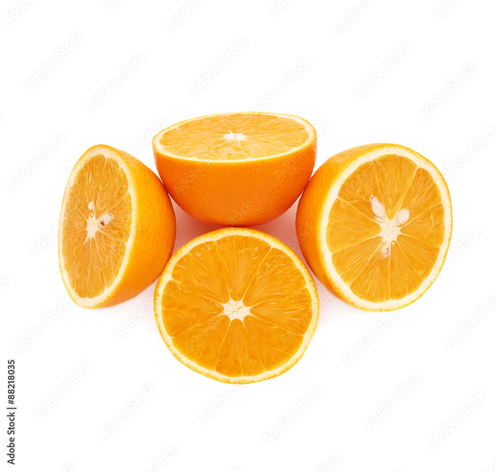 Fototapeta premium Served orange fruit composition isolated over the white