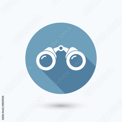 Binoculars flat icon with long shadow. Isolated on white background. Vector illustration.