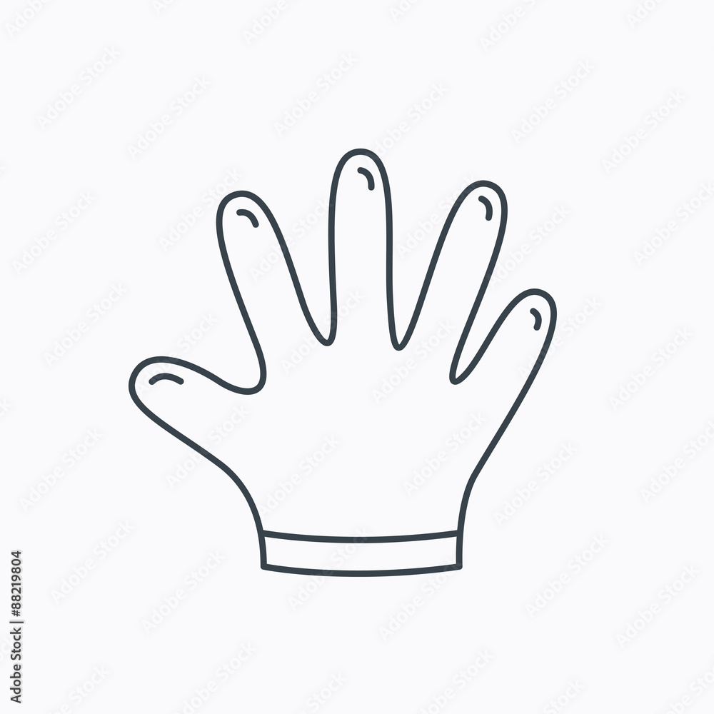 Rubber gloves icon. Latex hand protection sign. Rubber gloves icon. Latex hand protection sign.