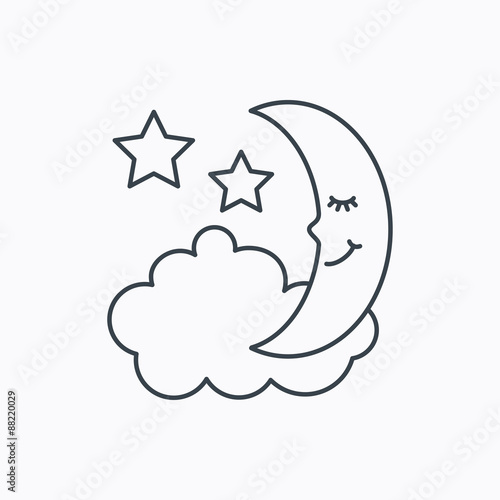 Night or sleep icon. Moon and stars sign.