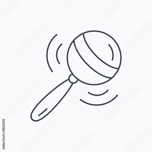 Baby rattle icon. Toddler toy sign.