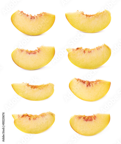 Peach fruit's slice isolated