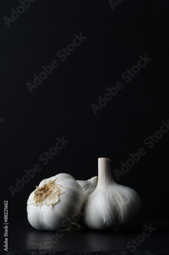 Garlic Bulbs on Black