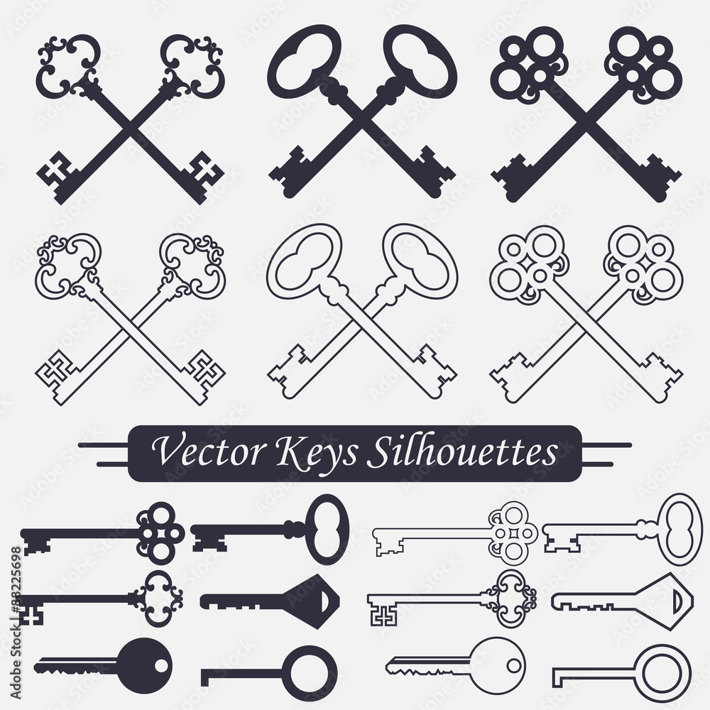 Crossed keys set - vector Crossed keys set - vector