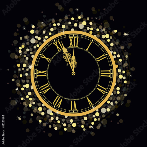 Golden New Year Clock