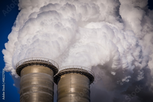 Factory with air pollution photo