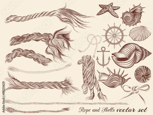 Vector set of vintage elements on sea vacation theme for design
