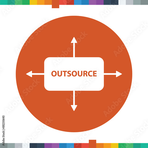Flat outsourcing icon in a cercle.