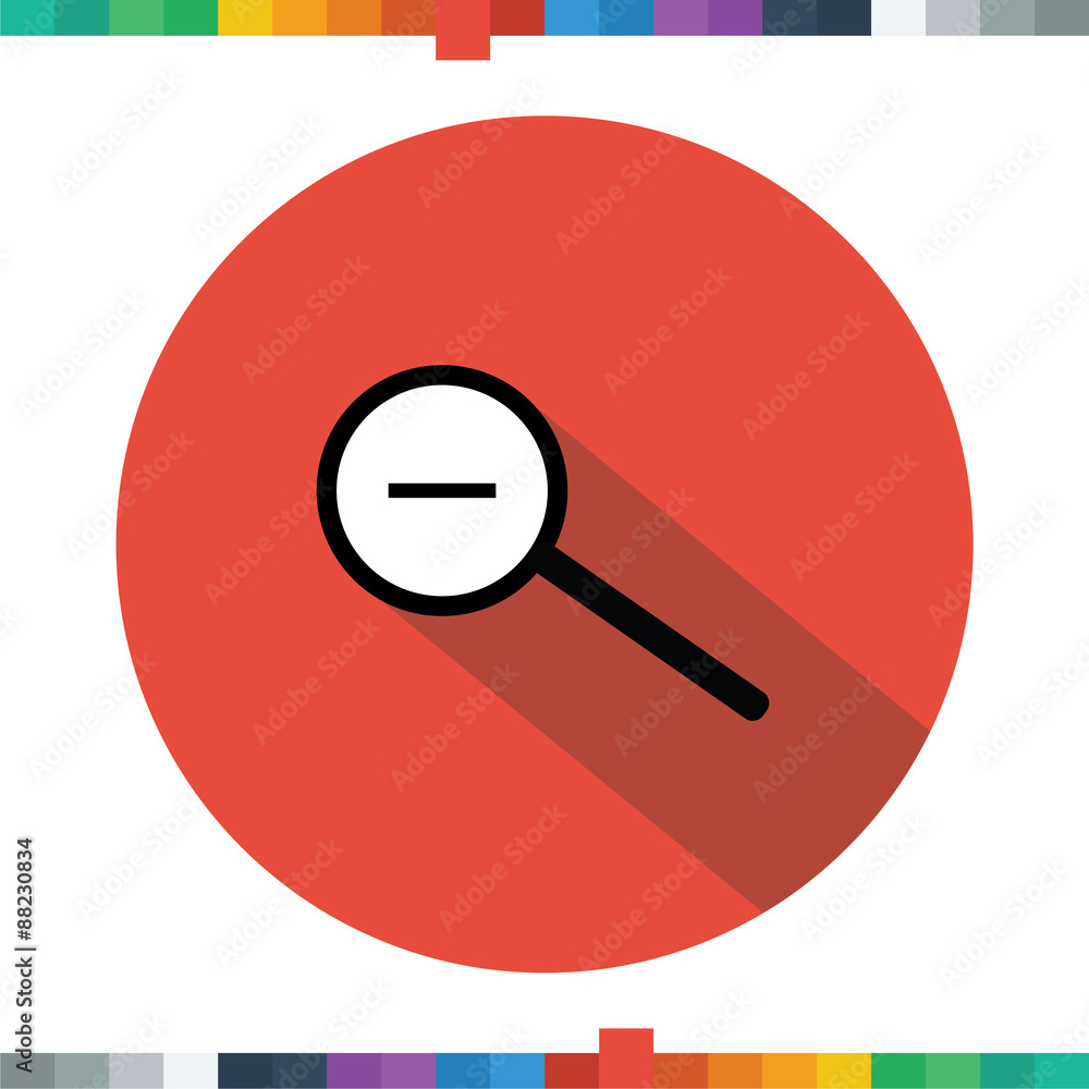 Flat zoom out icon in a circle with a long shadow. Flat zoom out icon in a circle with a long shadow.