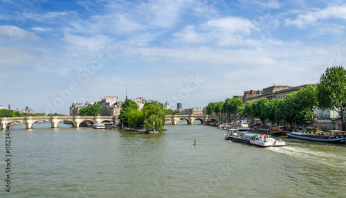 Cite Island and Pont Neuf bridge in the center of Paris