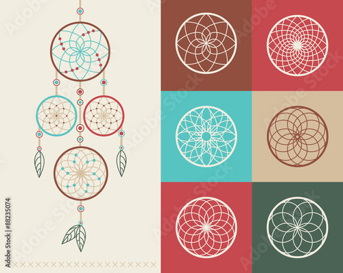Dream catcher boho icons illustration
