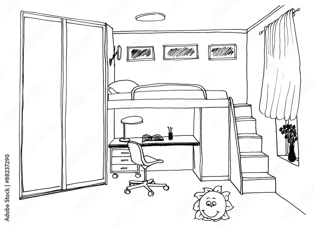Kids Bedroom Drawing