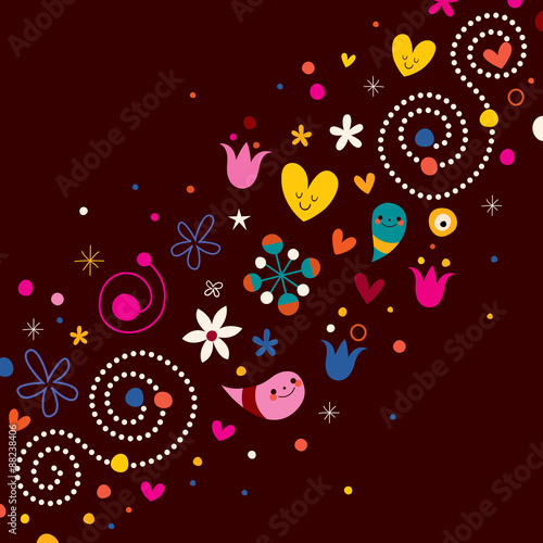 nature love harmony retro abstract art vector illustration