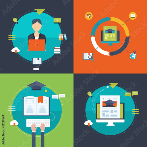 Flat design modern vector illustration icons set of strategy for