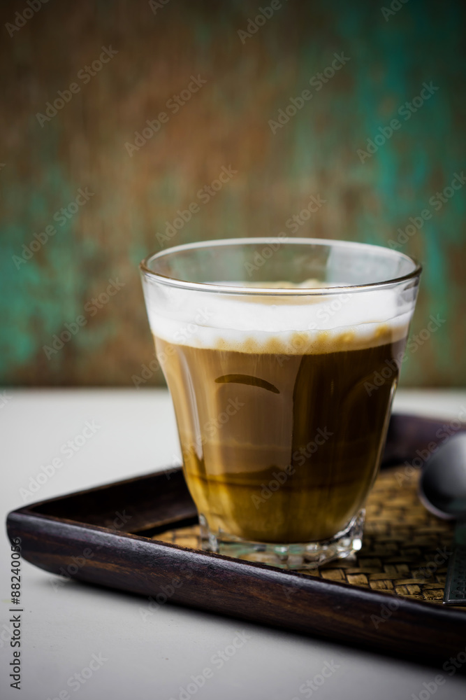 Glass of cappuccino coffee