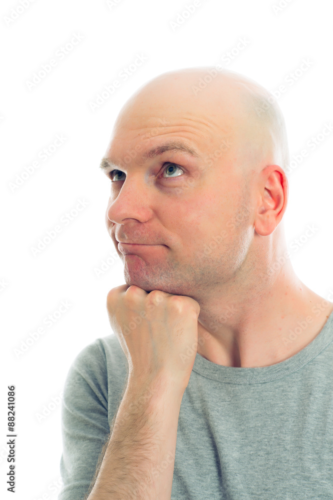 funny man with bald head is refacting funny man with bald head is refacting